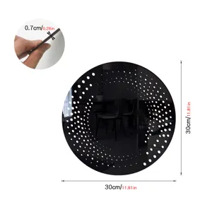 Round acrylic wood wall mirror sticker with dot pattern, 30cm diameter 0.7cm thick home decor.