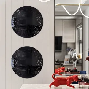 Modern acrylic wood wall decorative mirror sticker set with dot pattern for home decor detail