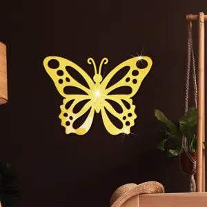 Gouden acryl spiegel holle vlinder muursticker gedetailleerd voor slaapkamer decor