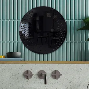 Round acrylic wall mirror sticker with modern dot pattern for home decoration and room aesthetic.