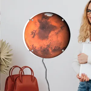 3D LED Mars planet wall lamp glowing decorative night light for modern room bedroom decor.