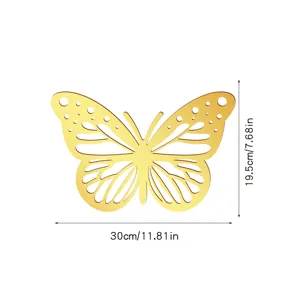 Gouden acryl holle vlinder muursticker detail, elegante spiegelafwerking 30x19,5cm.