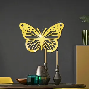 Gouden acryl spiegel holle vlinder muursticker voor thuis slaapkamer woonkamer decor