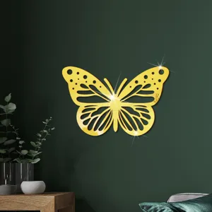 Gouden spiegel holle vlinder muursticker voor slaapkamer decoratie detail weergave.