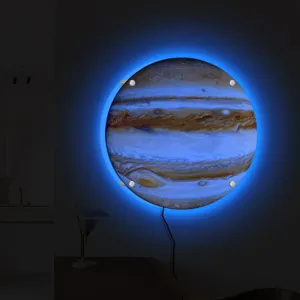 LED Jupiter Planet Wall Lamp Creative Night Light Glowing Decor for Bedroom and Living Room