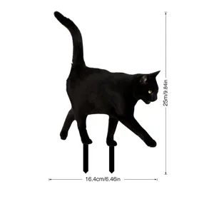 Silhouette de chat noir décoration de jardin extérieur piquet double pour pelouse.