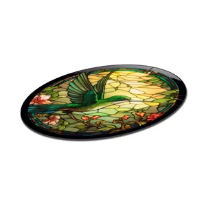 Glas-in-lood kolibrie wandkunst paneel meerkleurige bloem hangende decoratie thuis.