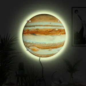 LED Jupiter wall lamp night light, glowing planet decor light for bedroom and living room.