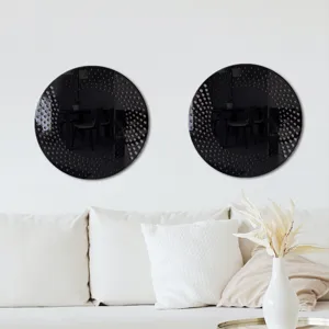 Acrylic wall mirror sticker set with round dotted design for modern home decoration.