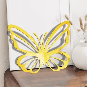 Gouden acryl spiegel holle vlinder muursticker voor thuis slaapkamer woonkamer decor.
