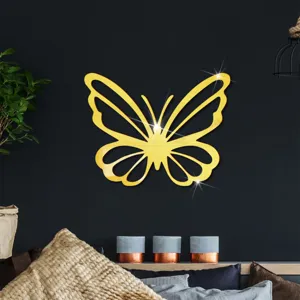 Gouden acryl spiegel holle vlinder muursticker voor slaapkamer en woonkamer decoratie
