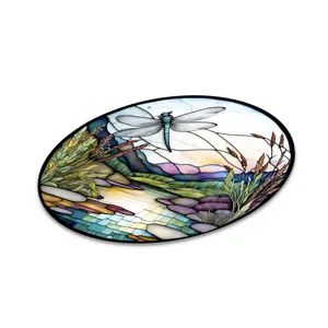 Ovale Libelle Buntglas Stil Wandkunst hängende Dekoration Stück für Inneneinrichtung