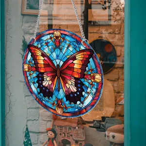 Buntglas Schmetterling Hängende Fensterdekoration mit Metallkette für Wand oder Wohnkultur