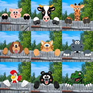 Cartone animale giardino recinzione peeker arte carina decorazione esterna prato 9pz