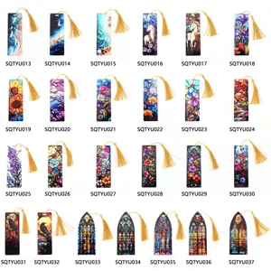 Creative Translucent Acrylic Tassels Bookmark Colorful Printed Art Reading Page Marker Office School Supplies Gift