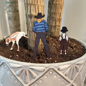 Funny Plant Stake Wooden Potted Plant Decorative Sign Cute Cartoon Silhouette Garden Ornament Yard Outdoor Decor