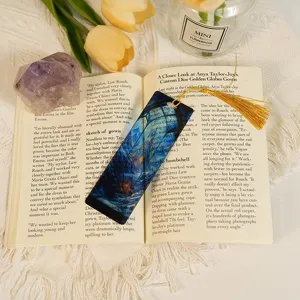Translucent acrylic dragon bookmark with golden tassel for student stationery craft