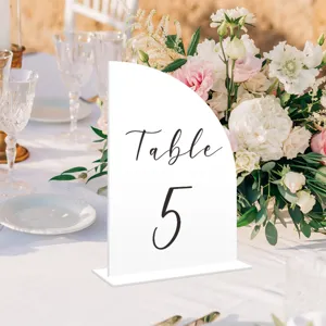 Acrylic wedding table number sign half arch desktop decor sign for party event 1pcs