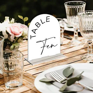Acrylic arch wedding table number sign with base for party reception decor table setup display