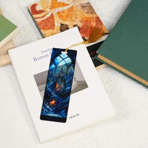 Acrylic dragon stained glass bookmark with gold tassel for students and book lovers.