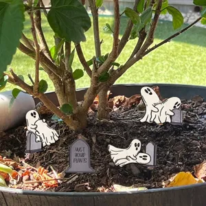 Funny ghost plant stakes wooden pot insert miniature plant decoration garden decor outdoor sign