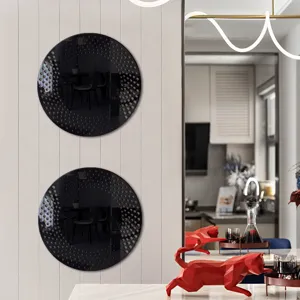 Acrylic wall decorative mirror sticker detailed view, modern home decor accent piece.