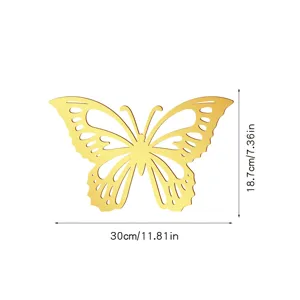 Gouden holle vlinder muursticker, acryl spiegel decal voor slaapkamer wanddecoratie.
