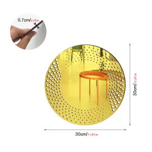 Close-up detail of the 30cm round acrylic wall mirror sticker showing its 0.7cm thickness.