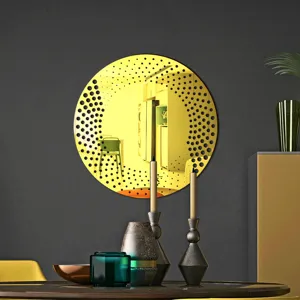 Modern round decorative acrylic wall mirror sticker with dot pattern for home decoration