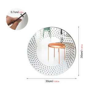 Round acrylic wood wall decorative mirror sticker 30cm home decor with thickness 0.7cm