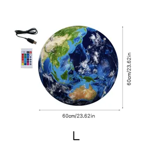 LED Earth wall light with remote control and USB cable, size 60cm home decor lamp.