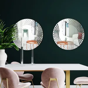 Round acrylic wall decorative mirror sticker with dotted pattern for modern home interior decor.