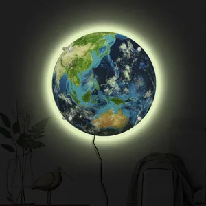 Earth LED wall lamp glowing globe light creative night lighting for home bedroom decor