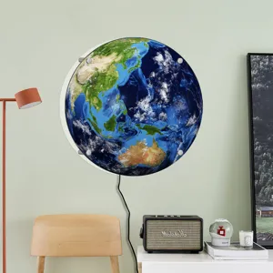 Creative 3D LED Earth wall lamp glowing night light home decor bedroom lighting fixture