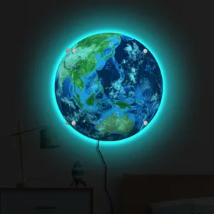 3D LED Earth Wall Lamp Creative Glowing Planet Night Light for Bedroom Interior Decor Lighting