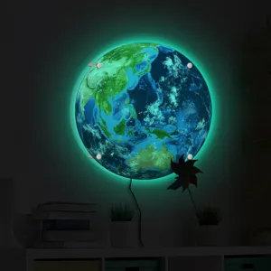 LED glowing earth wall lamp planet night light for bedroom home decor interior lighting