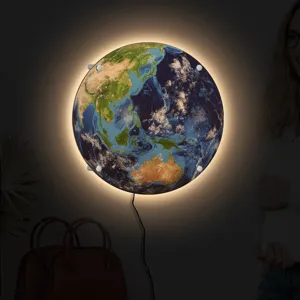 3D LED Earth wall lamp creative glowing night light home decor ambient lighting fixture