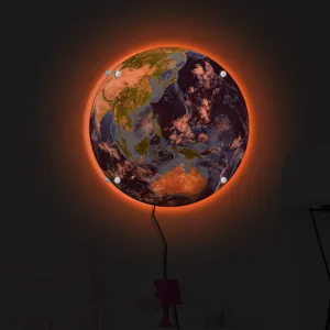 LED Earth wall lamp glowing night light creative bedroom home decor lighting fixture plug-in