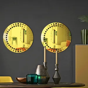 Acrylic decorative wall mirror round sticker modern home wall decor living room set piece