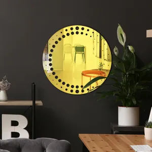 Acrylic decorative wall mirror sticker with round dot pattern for modern home interior decor.