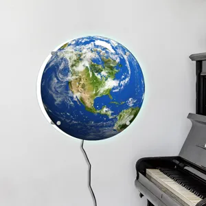3D LED earth wall lamp glowing night light creative home decor glowing planet fixture for bedroom wall