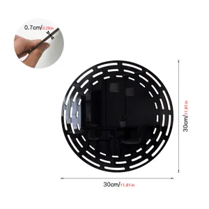 Acrylic circular decorative wall mirror sticker featuring hollow design, 30cm diameter size.