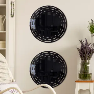 Decorative acrylic wall mirror sticker set with modern hollow stripe design for home decor.