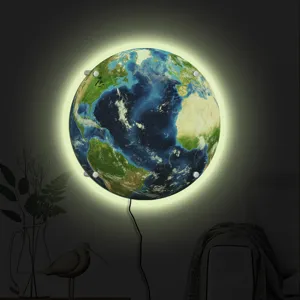 LED earth wall light glowing globe lamp creative night light for home decor detail view