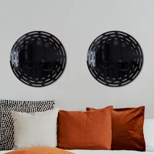 Round decorative wall mirror sticker acrylic home decor set of two for living room bedroom