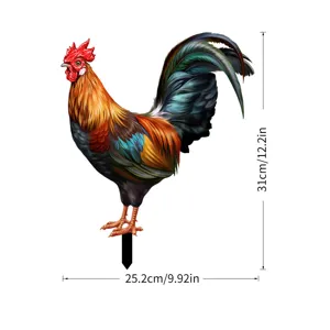 Piquet de jardin coq en acrylique décoration extérieure imperméable avec dimensions.