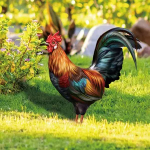 Piquets de jardin coq decoratif impermeable art de cour ornement de pelouse exterieur
