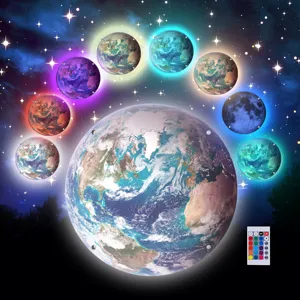 3D LED Colorful Planet Wall Lamp Creative Earth Moon Night Light with Remote Control