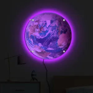 3D LED Colorful Planet Wall Lamp Creative Earth Night Light Ambient Backlight Bedroom Decor