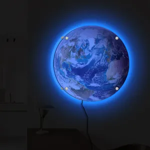 LED Earth wall lamp glowing night light creative decorative bedroom lighting fixtures